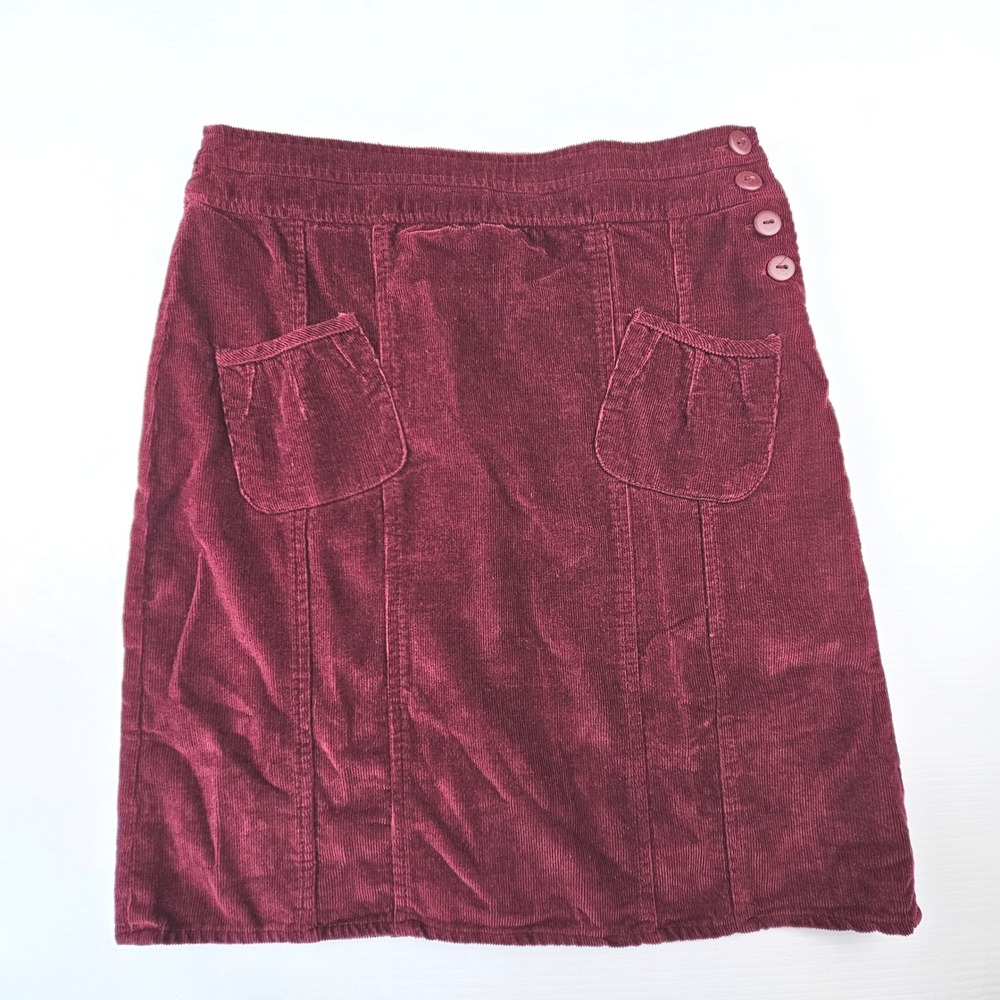 Austin Clothing Co Burgundy Corduroy Mini Skirt Side Button Vintage Y2K 90s sz 6